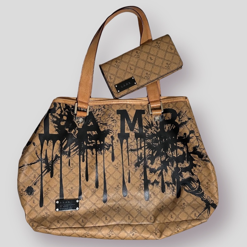 Like New Paint Splatter Saddle Tote With Wallet